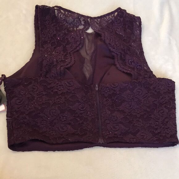 NWT City Triangles Purple Lace Crop Top - Size 15 - Picture 9 of 14